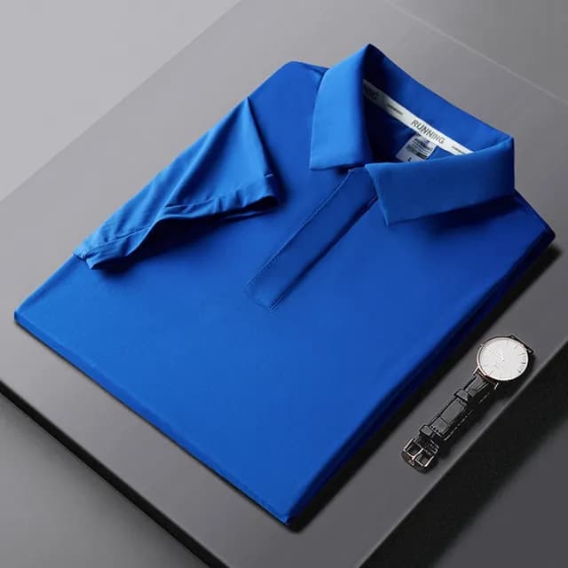 【米蘭精品】現貨+預購 冰絲POLO衫短袖上衣(夏季垂感休閒純色男裝父親節禮物7色74ey29)