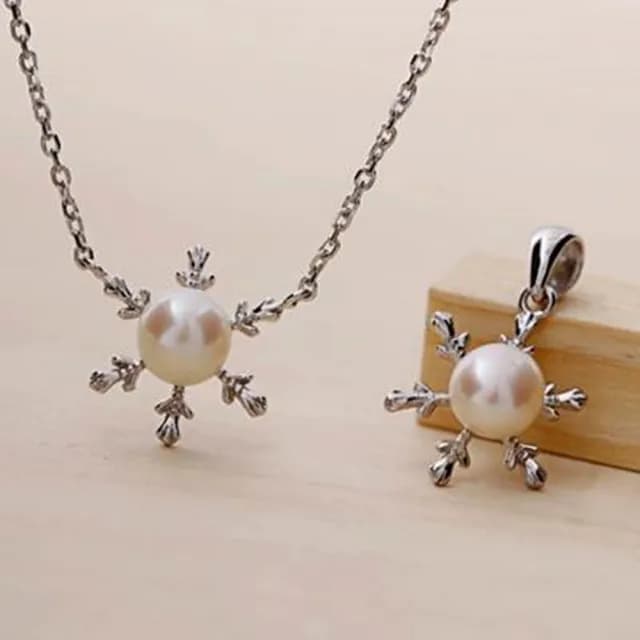 【米蘭精品】現貨+預購 項鍊珍珠流行銀飾品(奢華高貴雪花造型母親節生日情人節聖誕節交換禮物73as47)