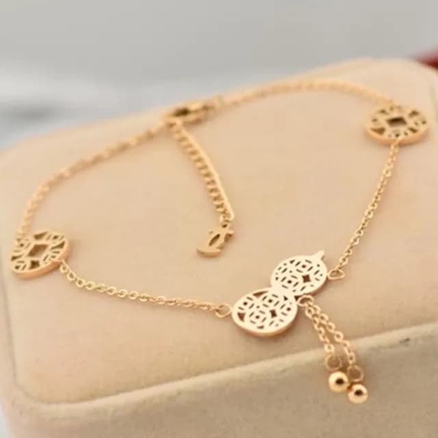 【米蘭精品】現貨+預購 玫瑰金腳鍊流行飾品(葫蘆銅錢吊珠流行母親節生日情人節聖誕節交換禮物71ak34)