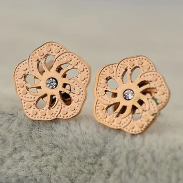 【米蘭精品】現貨+預購 玫瑰金鑲鑽耳環流行飾品(精美花型時尚母親節生日情人節聖誕節交換禮物71at61)