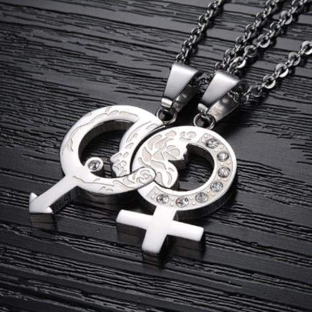 【米蘭精品】現貨+預購 鈦鋼項鍊情侶對鍊飾品(時尚鑲鑽愛神之箭百搭七夕情人節生日禮物2色73cl63)