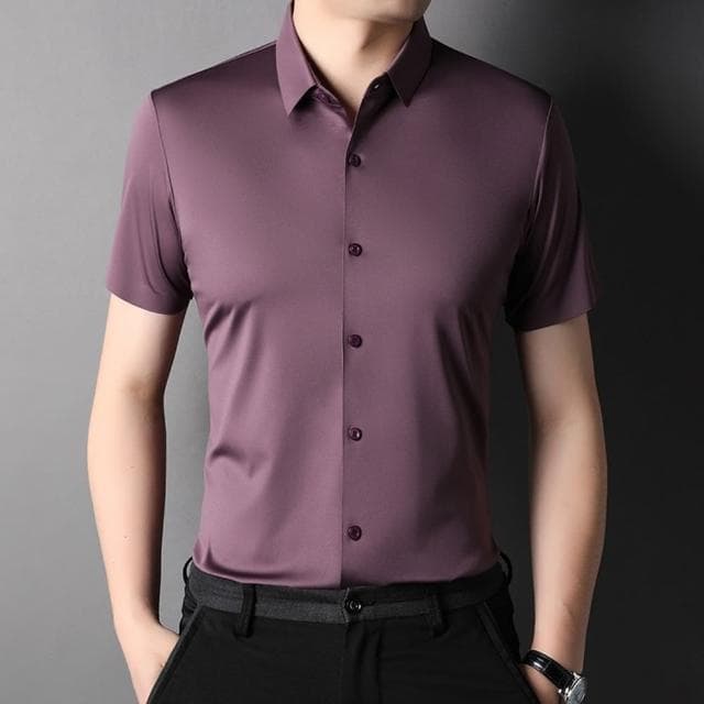 【米蘭精品】現貨+預購 襯衫短袖上衣(夏季商務純色免燙男裝父親節禮物10色74eq10)