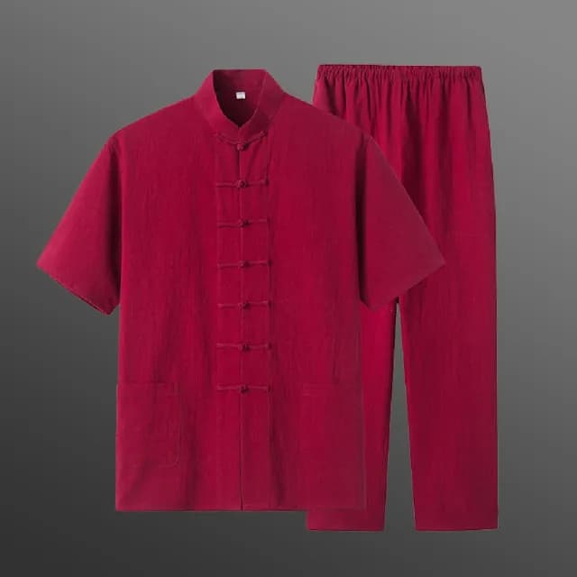 【巴黎精品】父親節禮物 新中式 唐裝漢服套裝兩件套(中國風薄款短袖復古長褲男套裝8色a1bx81)
