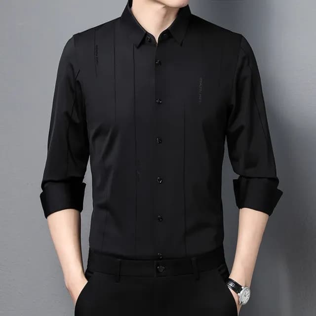 【米蘭精品】現貨+預購 襯衫長袖上衣(春款薄款無痕壓膠男裝父親節禮物5色74eq24)