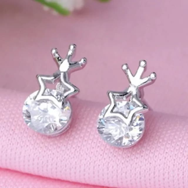 【米蘭精品】現貨+預購 耳環鑲鑽流行銀飾品(星星皇冠精選七夕情人節生日聖誕節交換禮物73ac87)