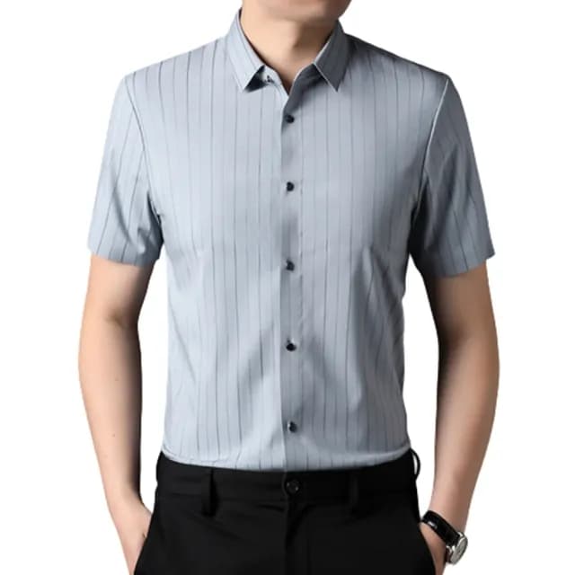 【米蘭精品】現貨+預購 襯衫短袖上衣(條紋夏季薄款學院風男裝父親節禮物3色74eq4)