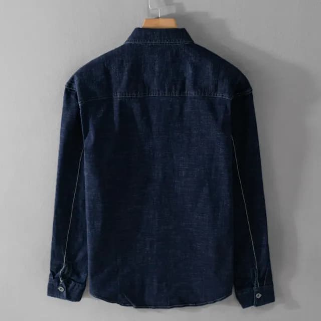 【巴黎精品】父親節禮物 美式牛仔襯衫長袖上衣經典牛仔外套休閒上衣(日系百搭復古工裝男裝a1bv51)