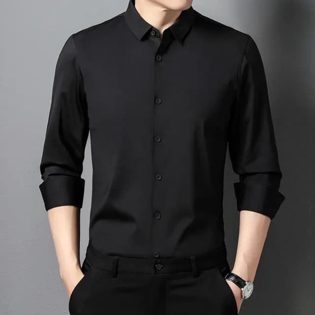 【米蘭精品】現貨+預購 襯衫長袖上衣(無痕休閒純色百搭男裝父親節禮物12色74eq27)