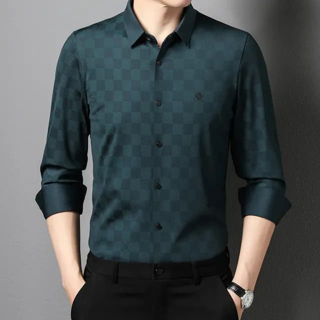 【米蘭精品】現貨+預購 襯衫長袖上衣(春季印花無痕商務男裝父親節禮物3色74eq29)