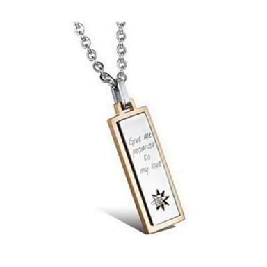 【米蘭精品】現貨+預購 鈦鋼項鍊情侶對鍊飾品(經典長方形鑲鑽真愛七夕情人節生日聖誕節交換禮物2色73cl49)