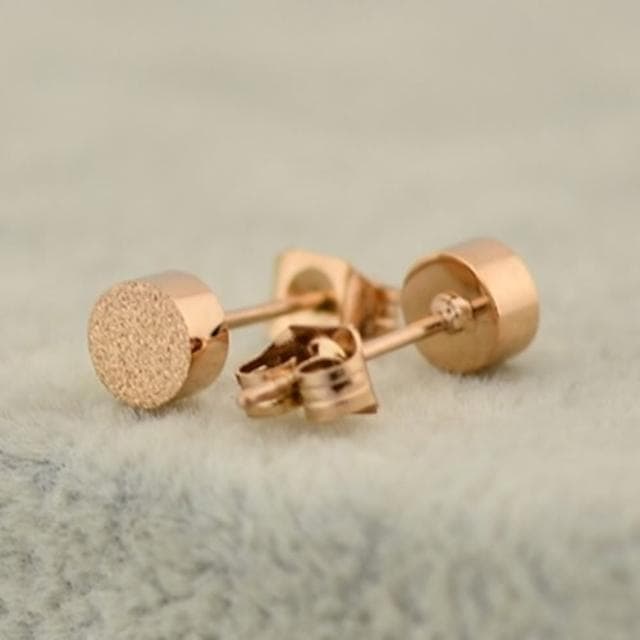 【米蘭精品】現貨+預購 玫瑰金耳環流行飾品(磨砂小巧可愛簡約時尚母親節生日情人節聖誕節交換禮物71at41)