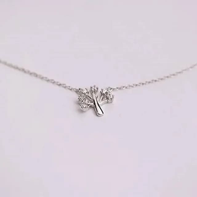 【米蘭精品】現貨+預購 項鍊鑲鑽流行銀飾品(大方吸晴小樹造型母親節生日情人節聖誕節交換禮物73as11)