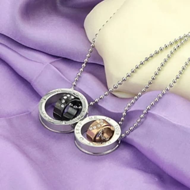 【米蘭精品】現貨+預購 鈦鋼項鍊情侶對鍊流行飾品(愛心鑲鑽個性百搭七夕情人節生日禮物2色73cl81)