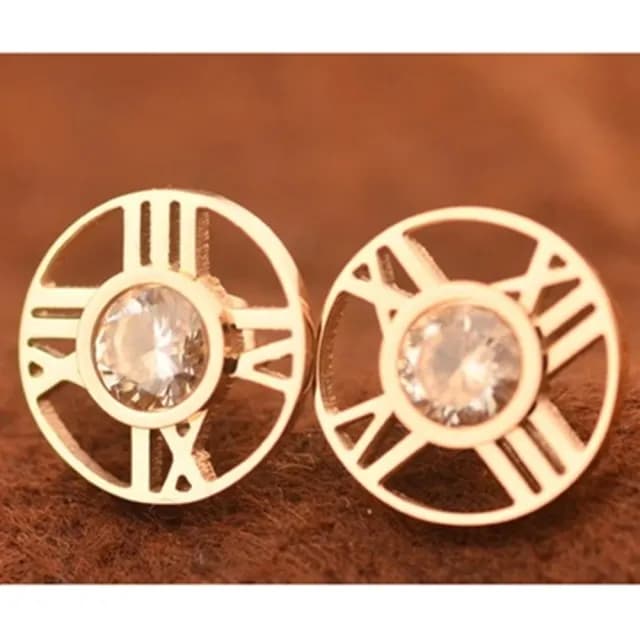【米蘭精品】現貨+預購 玫瑰金鑲鑽耳環飾品(圓形羅馬數字時尚母親節生日情人節聖誕節交換禮物3色71at109)