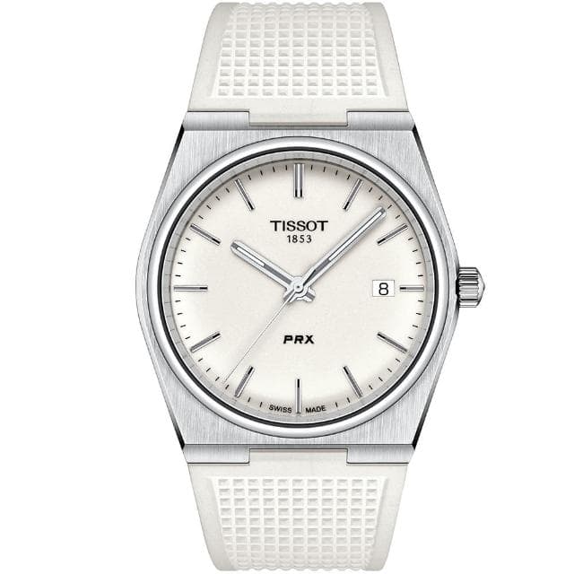 【TISSOT 天梭 官方授權】PRX系列 復古風酒桶型紳士石英錶-40mm/橡膠帶 情人節 禮物(T1374101701100)