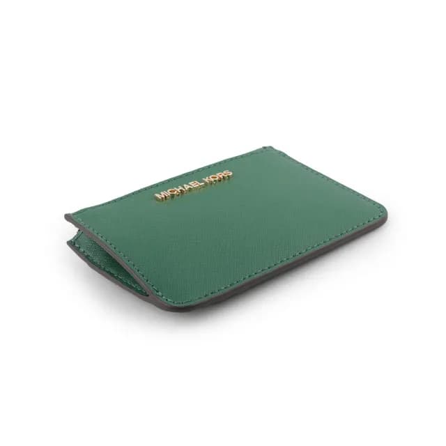 【Michael Kors】素面皮革零錢包/卡夾/鑰匙包(寶石綠)