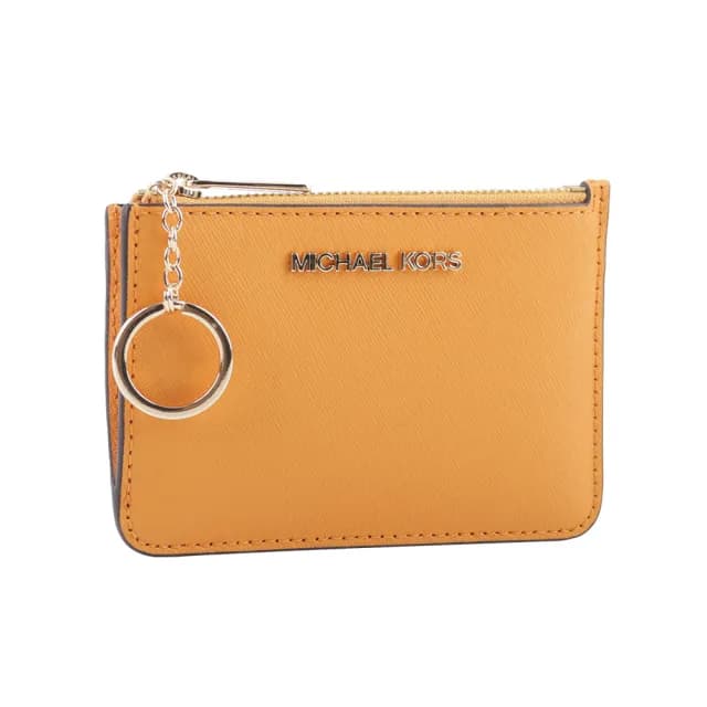 【Michael Kors】素面皮革零錢包/卡夾/鑰匙包(蜂蜜黃)
