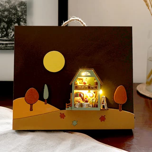 【半島良品】DIY手做創意四時風物詩小屋壁畫(天予畢業禮物 聖誕禮物 生日禮物 小夜燈)