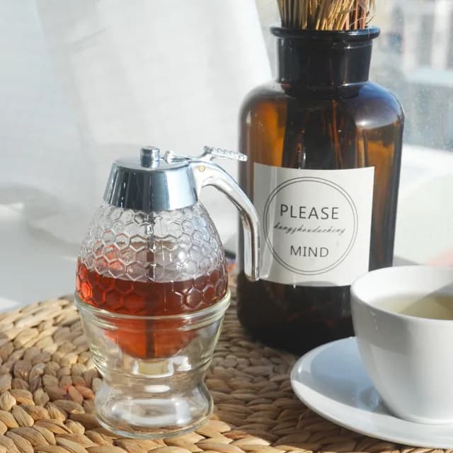 【享樂思】台灣製 玻璃蜂巢造型蜂蜜罐(餐具 廚具 玻璃 日本餐具)