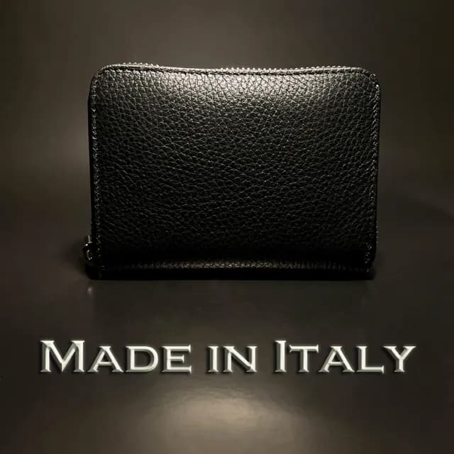 【iTa.a】情人節禮物 100%義大利Tuscany製。100%頂級植鞣真皮包包 革(翡冷翠實用短夾-墨石黑)