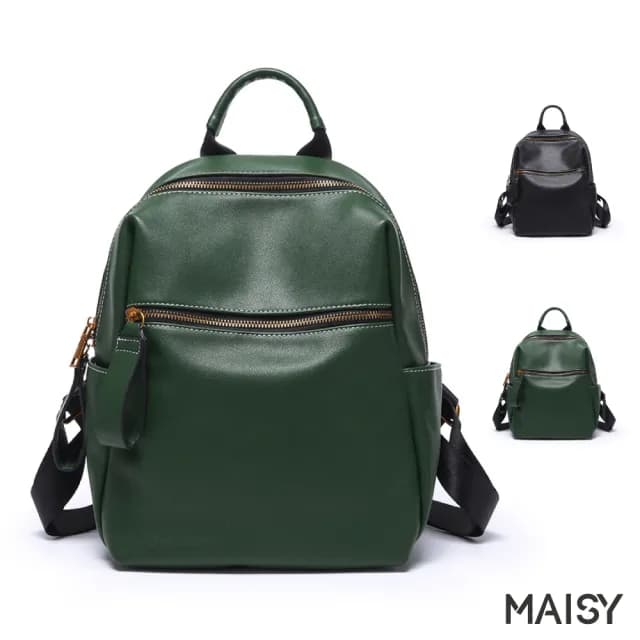 【MAISY】情人節禮物 歐美簡約優質皮革旅行包(現+預 黑色／綠色)