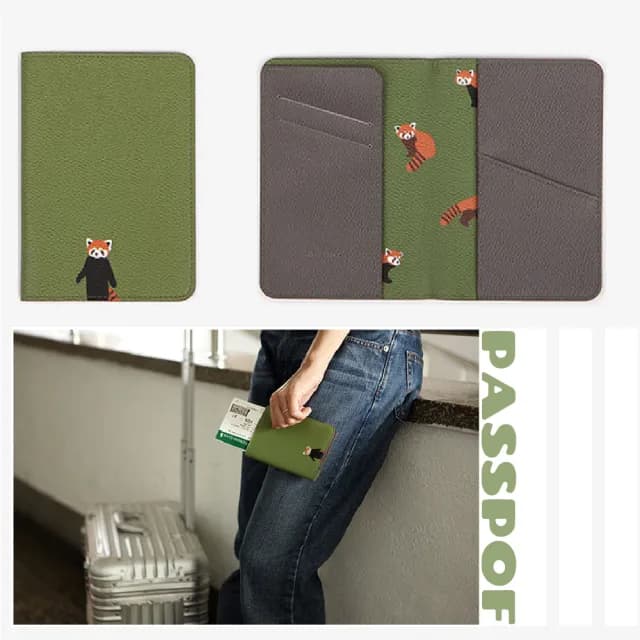 【旅遊必備】可愛小熊貓PU皮革護照夾(出國 登機 護照收納包 護照套 護照錢包 票卡夾