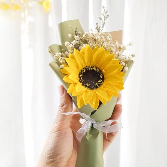 【拍照道具】ins向日葵送禮手工小花束(太陽花 人造花 永生花 假花 擺飾 婚禮 情人節 告白 畢業 生日禮物)