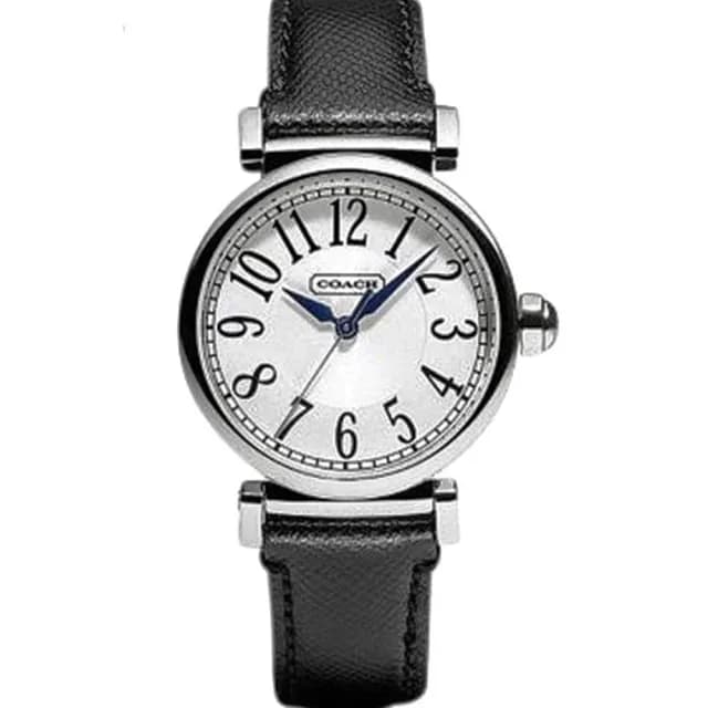 【COACH】官方授權C2 時尚經典黑色皮帶腕錶 錶徑32mm-贈高級9入首飾盒(CO14501728)