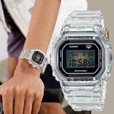 【CASIO 卡西歐】G-SHOCK 40周年透明限量版透視機芯手錶 送禮 禮物 推薦(DW-5040RX-7)