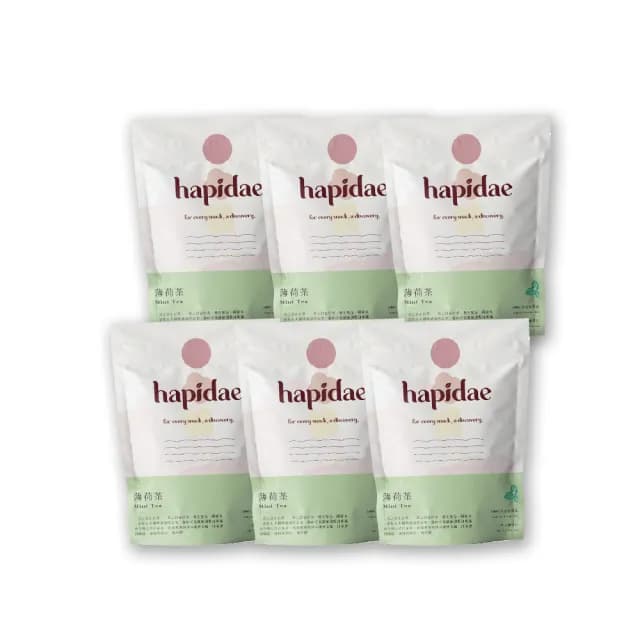 【hapidae】無咖啡因薄荷茶6件組(茶包2gx90入;天然花草茶;單方;三角茶包)