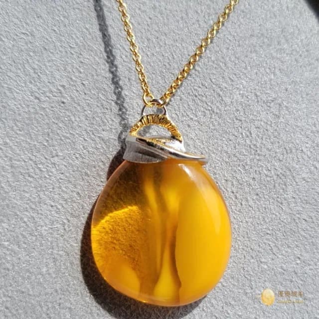 【優雅琥珀】母親節禮物  金絞蜜項鍊(具國際琥珀協會鑑定卡)