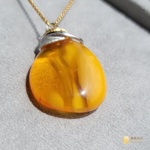 【優雅琥珀】母親節禮物  金絞蜜項鍊(具國際琥珀協會鑑定卡)