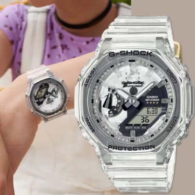 【CASIO 卡西歐】G-SHOCK 40周年透明限量版透視機芯手錶 送禮 禮物 推薦(GMA-S2140RX-7A)