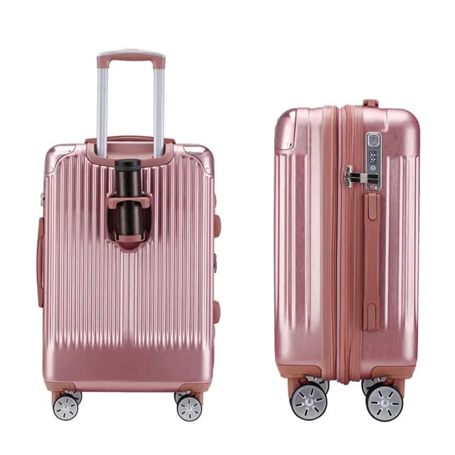 【SNOW.bagshop】18寸行李箱PC+ABS可加大(海關密鎖硬殼箱360旋轉飛機靜音輪耐摔磨損隱藏杯