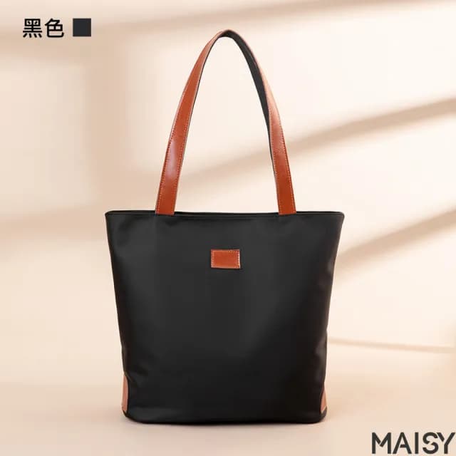 【MAISY】情人節禮物 大容量休閒風牛津布托特包(現+預  黑色／卡其色／墨綠色)