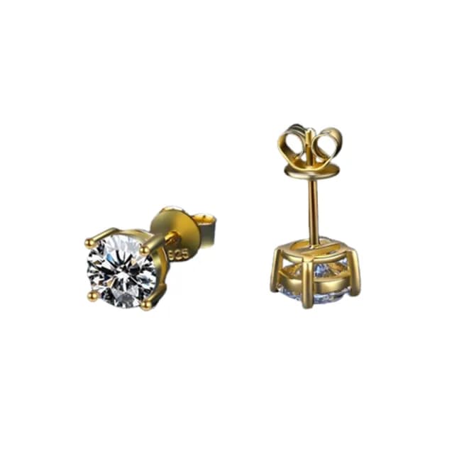 【巴黎精品】情人節禮物 現貨+預購 莫桑石耳環925純銀耳針(1ctD色鍍金四爪女飾品a1co14)