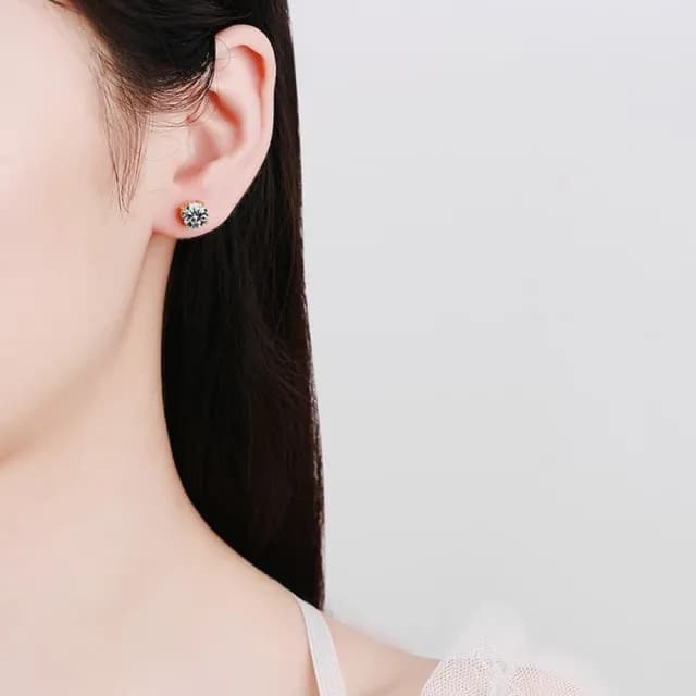 【巴黎精品】現貨+預購 莫桑石耳環925純銀耳針(1ctD色鍍金四爪女飾品a1co14)