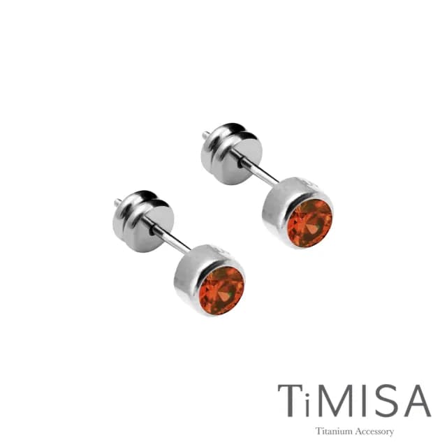 【TiMISA】極簡晶鑽 純鈦耳環(5色可選)
