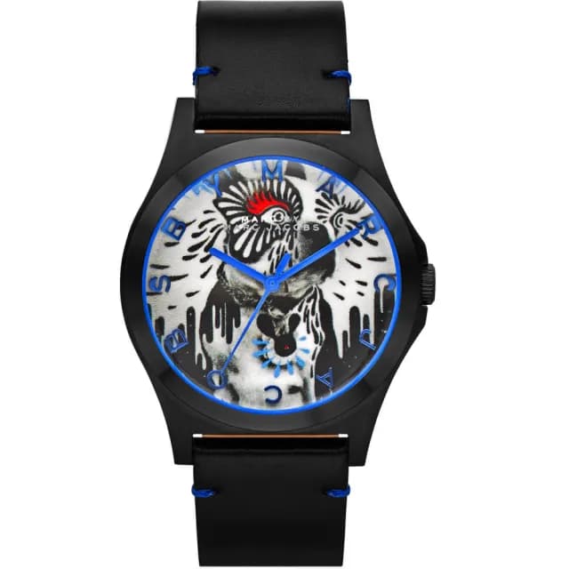 【Marc Jacobs】Holiday Henry 塗鴉藝術沙皮狗手錶-黑/40mm 禮物 送禮 推薦(MBM8622)