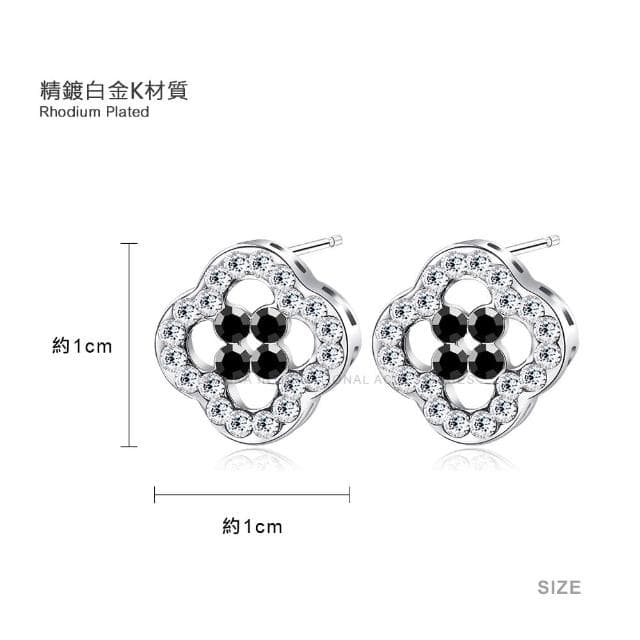【GIUMKA】耳環．小花．採用黑色採用施華洛世奇水晶元素(情人節禮物．送禮)