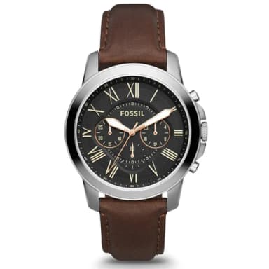 【FOSSIL】Grant 旗艦三眼計時復刻手錶-黑/咖啡/44mm 禮物 送禮 推薦(FS4813IE)