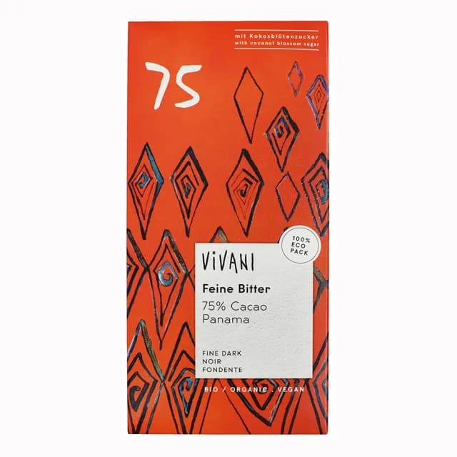 【Vivani】德國精選75%黑巧克力片 80g