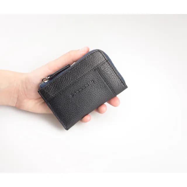 【Crocodile】雙11 鱷魚皮件 荔紋系列 真皮 1卡 零錢包 拉鍊零錢袋 0103-08004(真皮包包 荔紋系