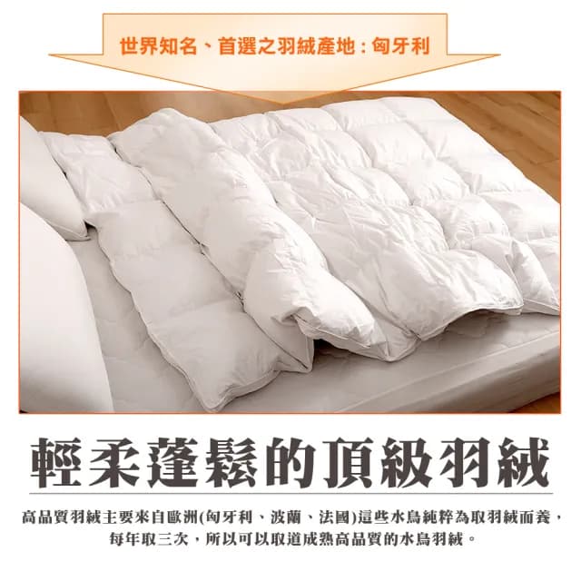 【田中保暖】歐規EN98% 頂級匈牙利羽絨被 極度蓬鬆 純棉防絨布  FP725+ 冬被(雙人6X7尺)