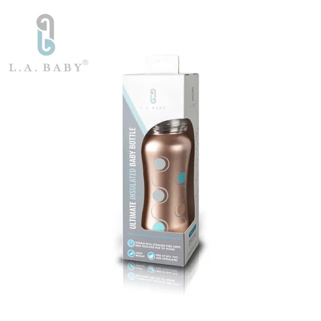 【美國L.A. Baby】超輕量醫療級316不鏽鋼保溫奶瓶 9oz(香檳金)