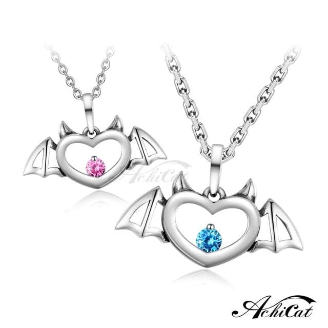 【AchiCat】情侶項鍊．純銀項鏈．惡魔．愛心(送男友．新年禮物)