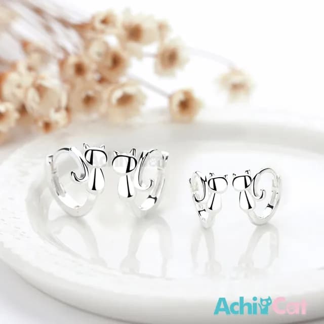【AchiCat】純銀耳環．易扣．耳針．貓咪(新年禮物)