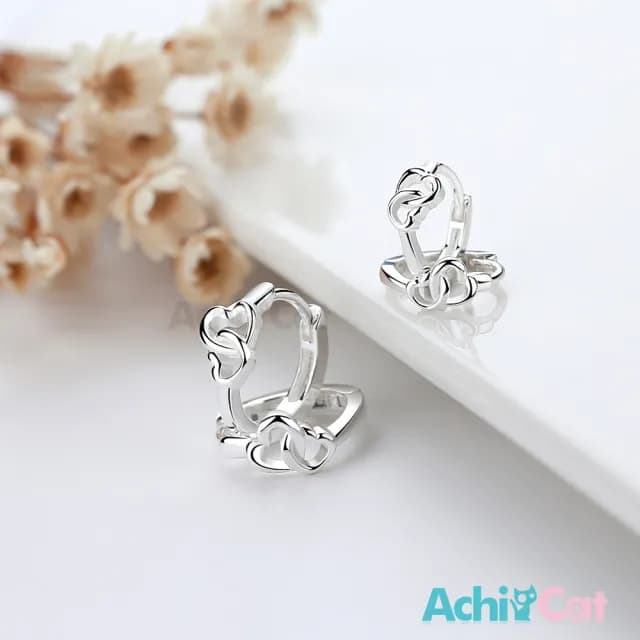 【AchiCat】純銀耳環．易扣．耳針．愛心(新年禮物)