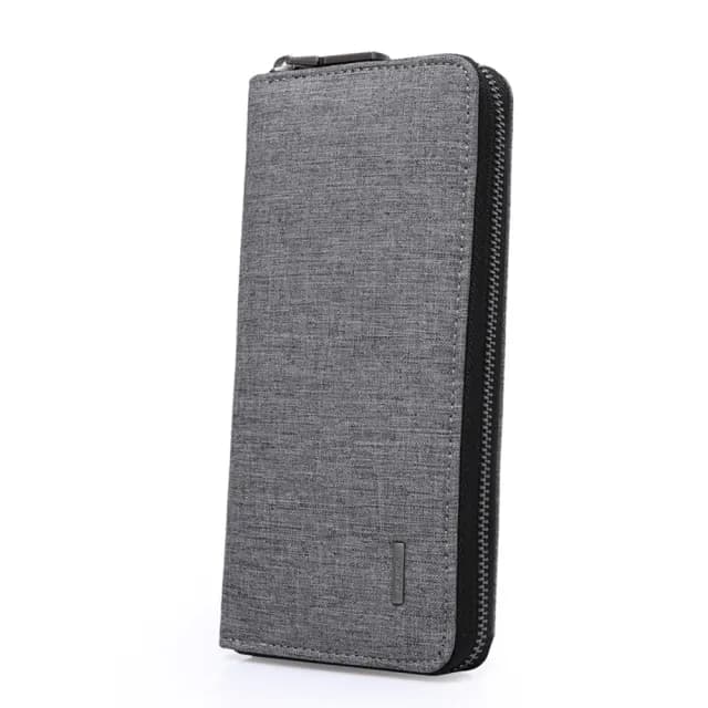 【KAKA】雙11 簡約男士大容量多卡位拉鏈長夾/錢包/手拿包(淺灰色)