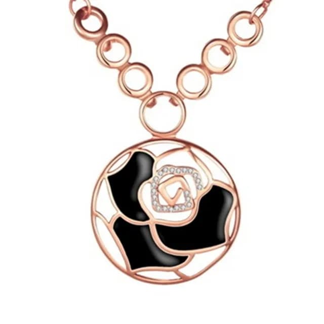 【米蘭精品】現貨+預購 玫瑰金項鍊鑲鑽吊墜(圓形時尚精美花朵飾品母親節情人節生日聖誕節禮物3色73ce154)